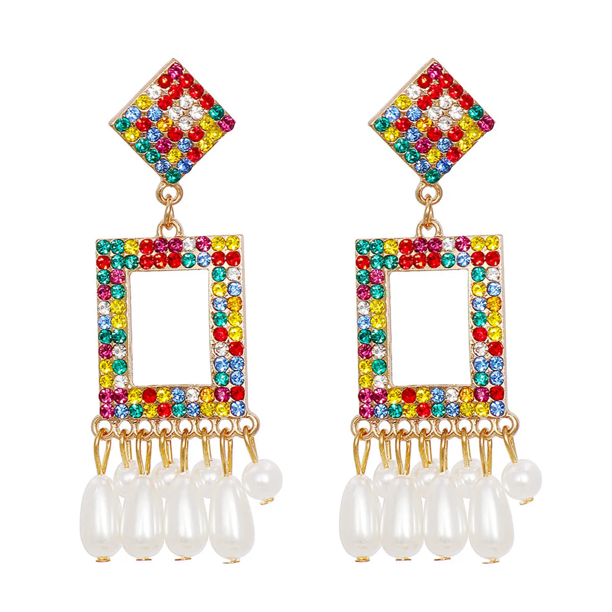 Red & Yellow Cubic Zirconia Tassel Drop Earrings