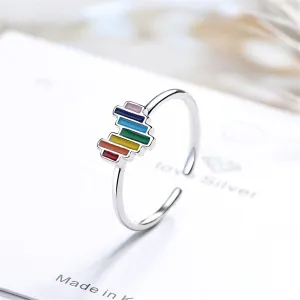 Red & Yellow Enamel Heart Open Band Ring