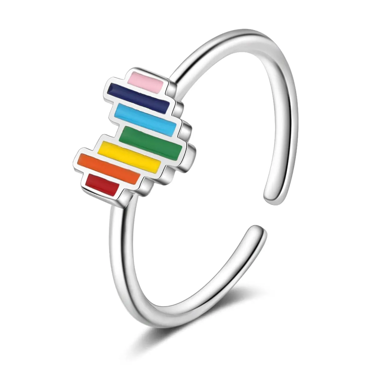 Red & Yellow Enamel Heart Open Band Ring