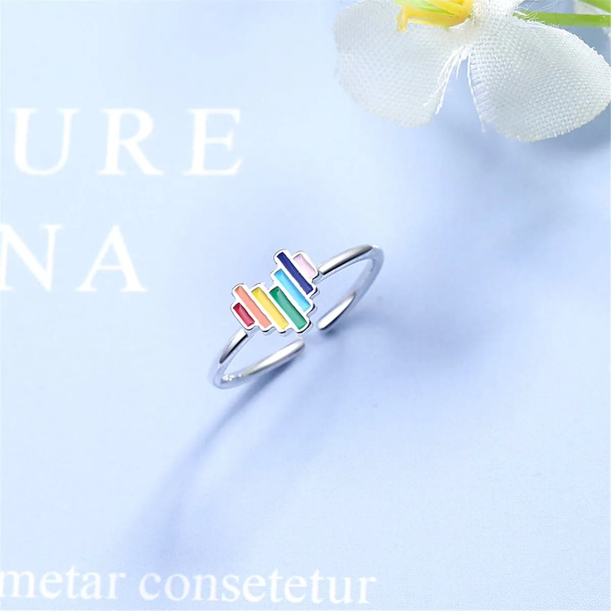 Red & Yellow Enamel Heart Open Band Ring