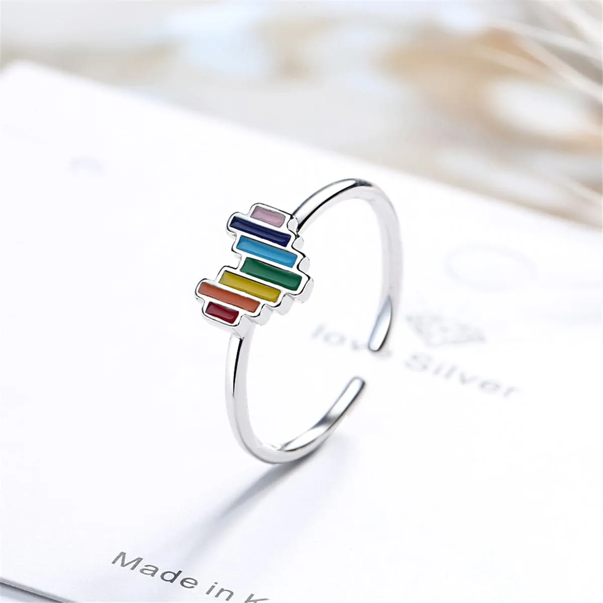 Red & Yellow Enamel Heart Open Band Ring
