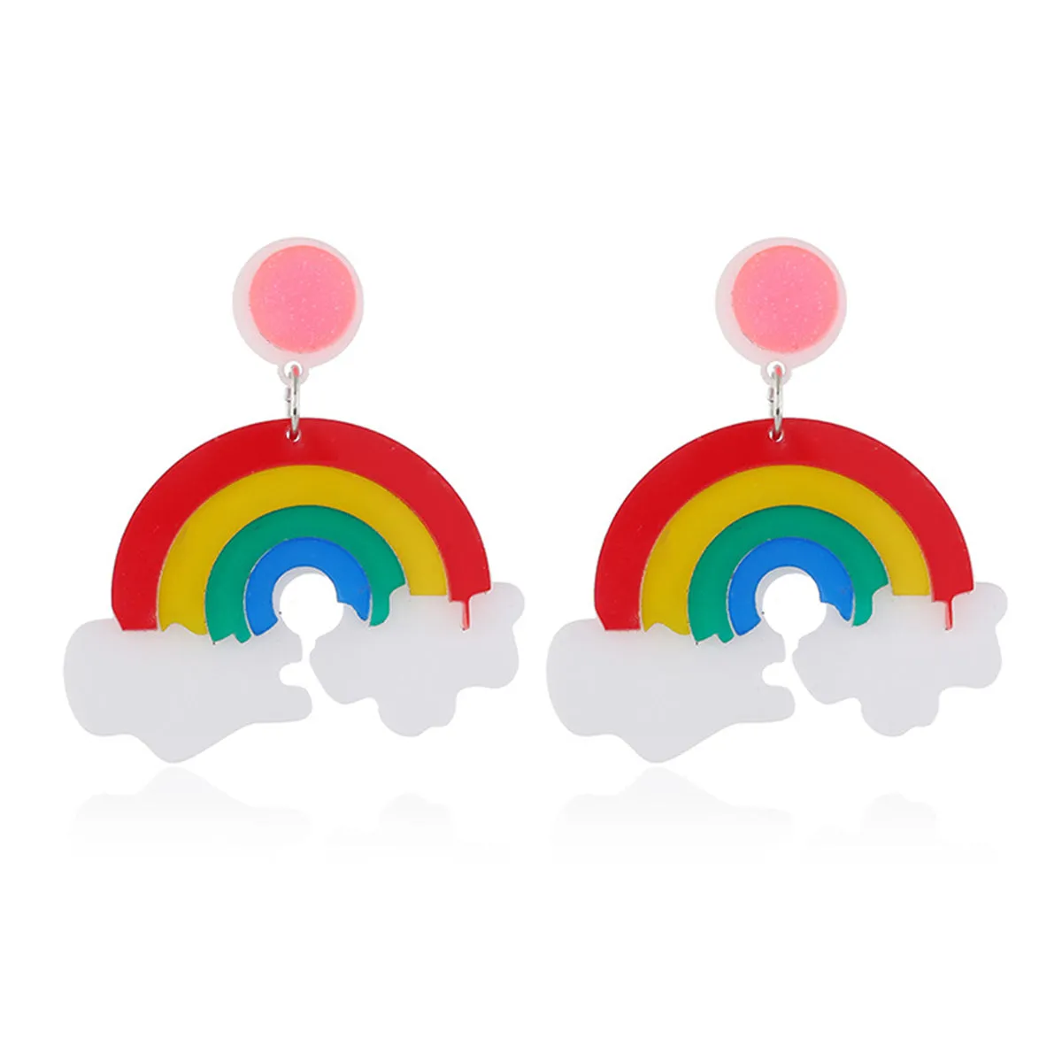Red & Yellow Multicolor Rainbow Drop Earrings