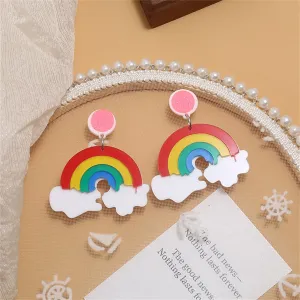 Red & Yellow Multicolor Rainbow Drop Earrings