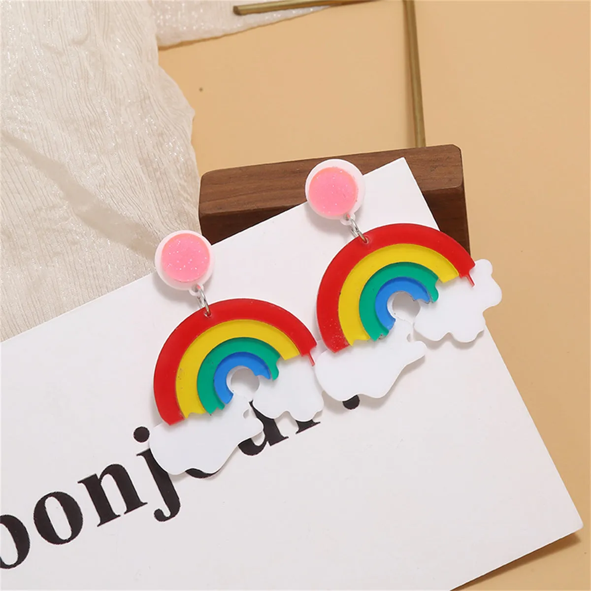 Red & Yellow Multicolor Rainbow Drop Earrings