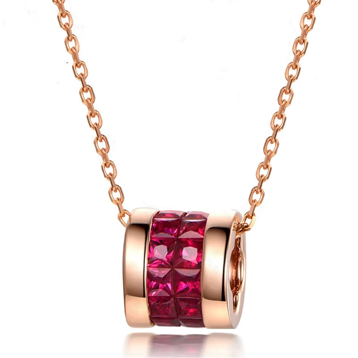 Red Crystal & 18K Rose Gold-Plated Barrel Pendant Necklace