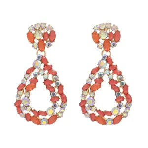 Red Crystal & Cubic Zirconia 18K Gold-Plated Teardrop Earrings