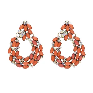 Red Crystal & Cubic Zirconia Wreath Drop Earrings