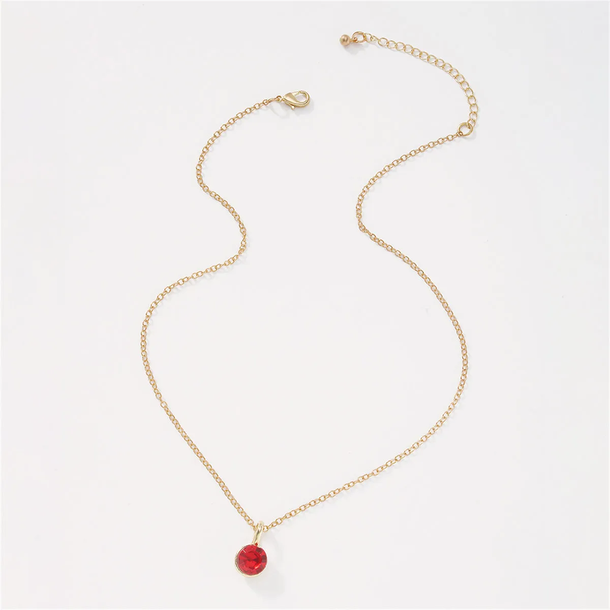 Red Cubic Zirconia & 18K Gold-Plated Circle Pendant Necklace