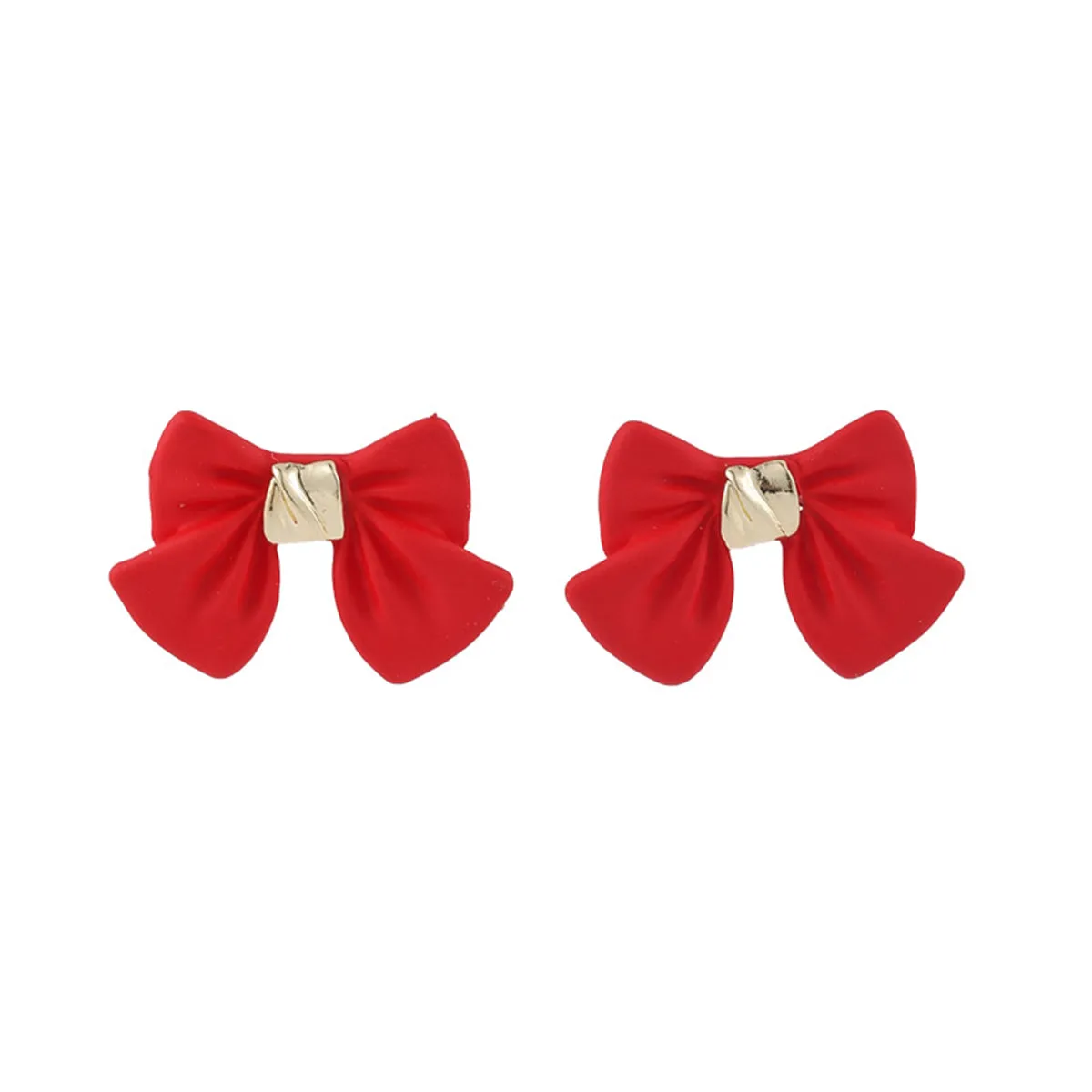 Red Enamel & 18K Gold-Plated Bow Stud Earrings
