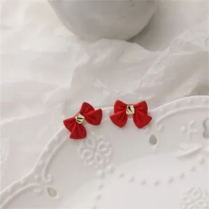 Red Enamel & 18K Gold-Plated Bow Stud Earrings