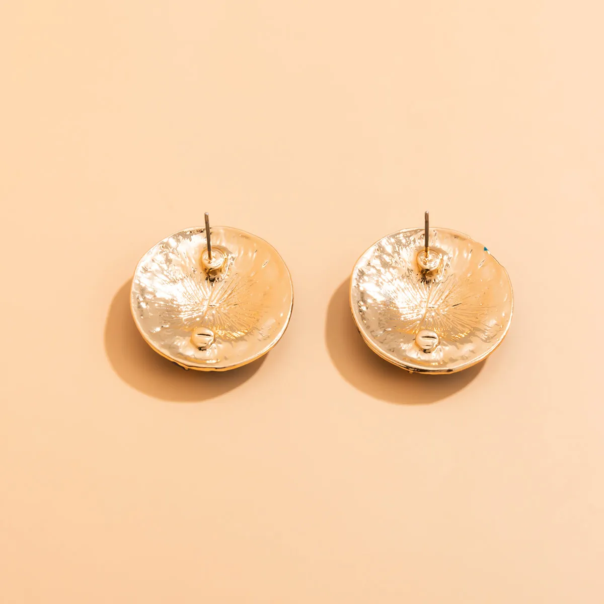 Red Enamel & 18K Gold-Plated Celestial Oval Stud Earrings