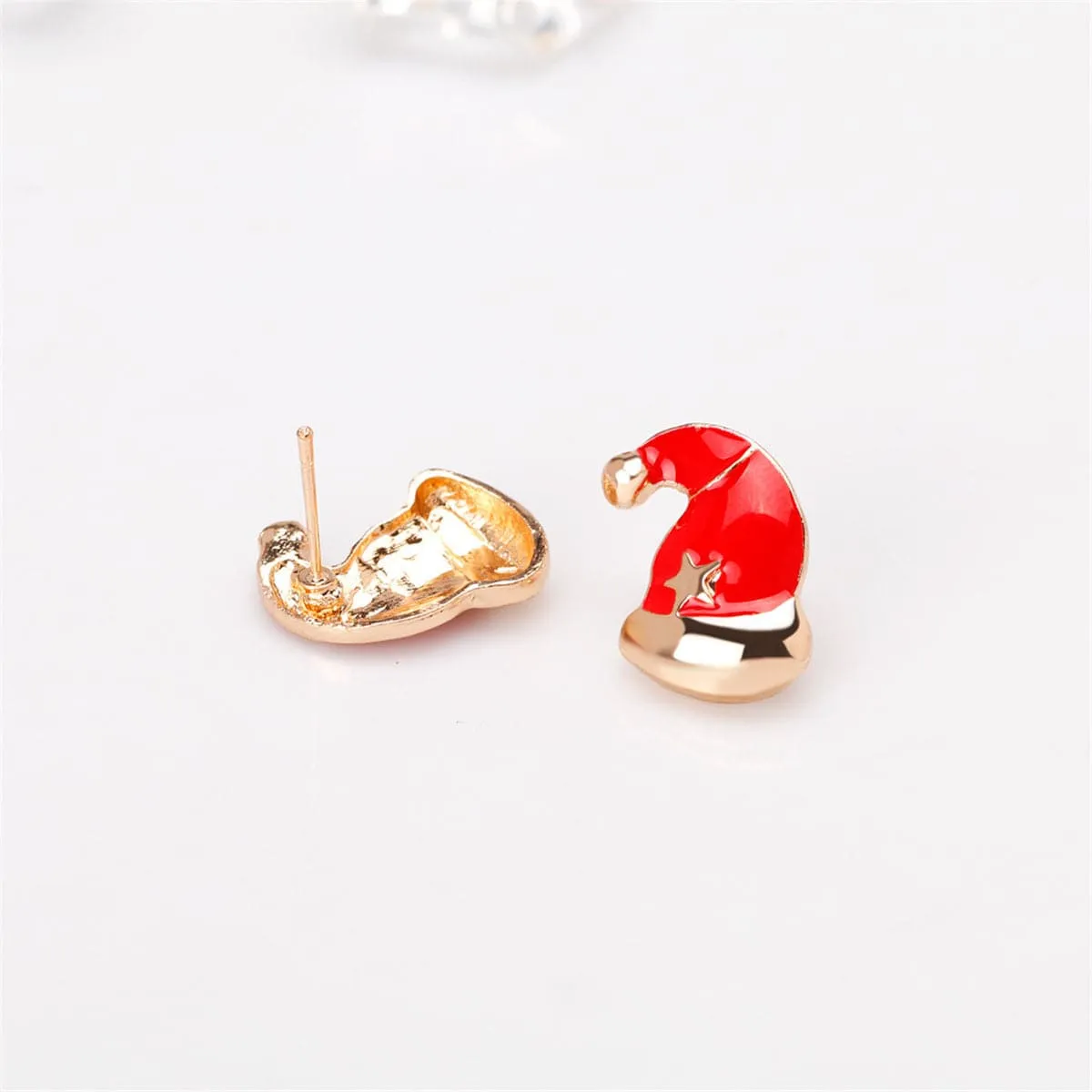 Red Enamel & 18K Gold-Plated Slouchy Santa Hat Stud Earrings
