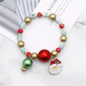 Red Enamel & Silver-Plated Santa Stretch Charm Bracelet