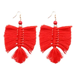 Red Howlite Fringe Palm Leaf Drop Earrings