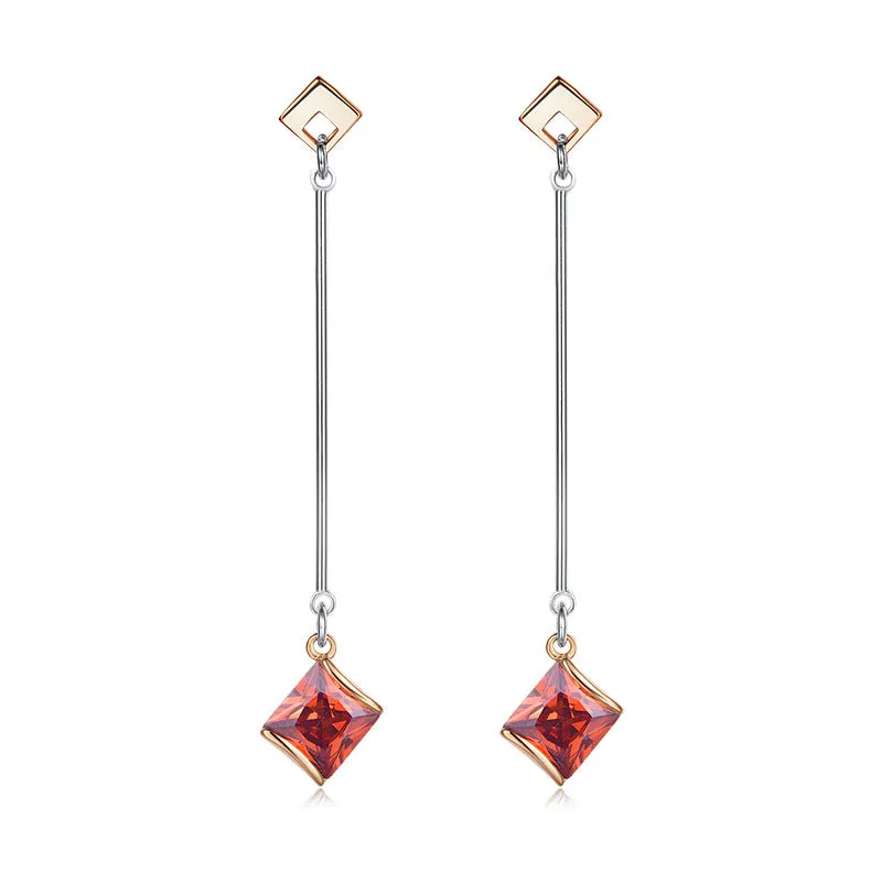 Red Princess Crystal & Two-Tone Drop Earrings