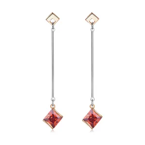 Red Princess Crystal & Two-Tone Drop Earrings