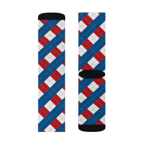Red, White, & Blue Argyle Adult Crew Socks