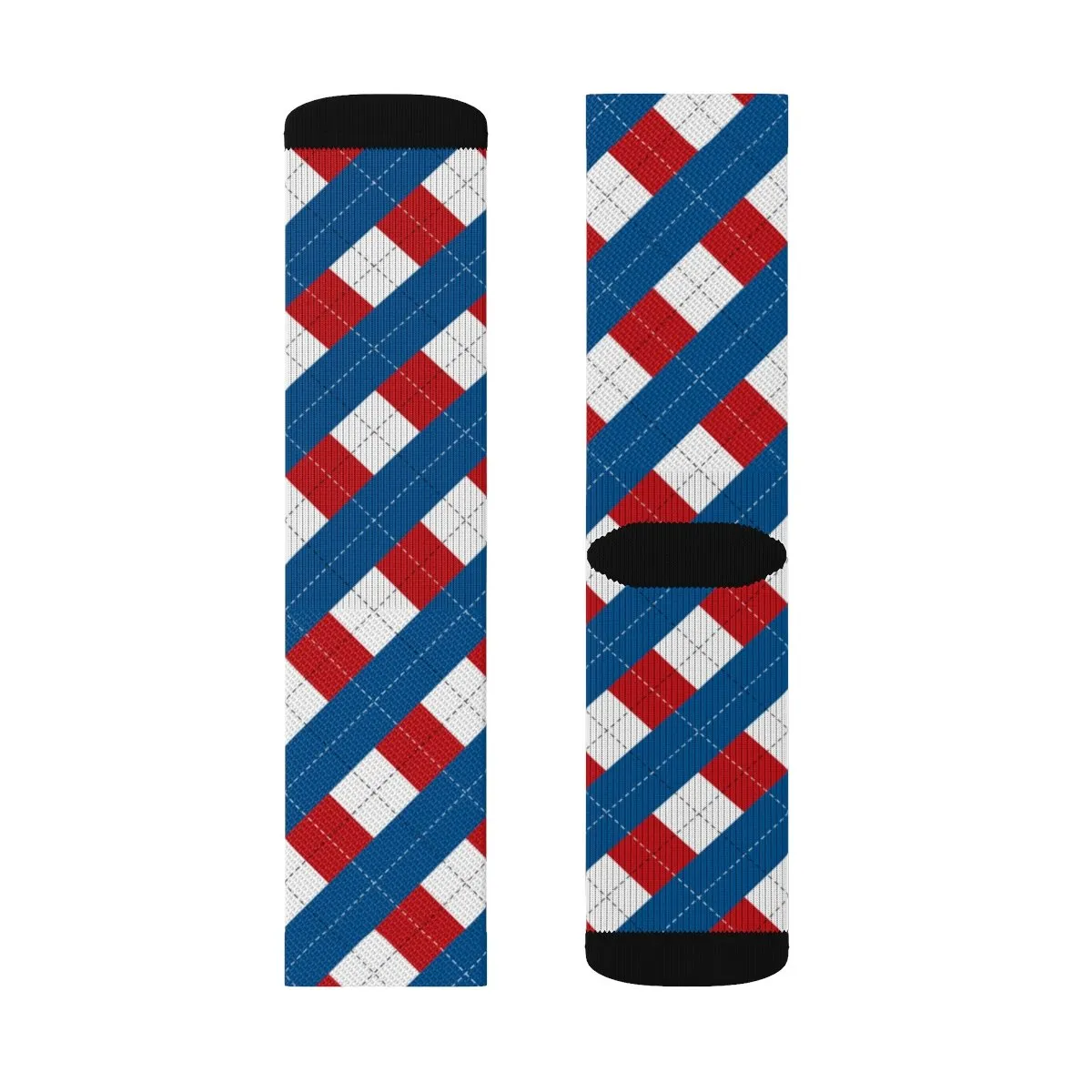 Red, White, & Blue Argyle Adult Crew Socks