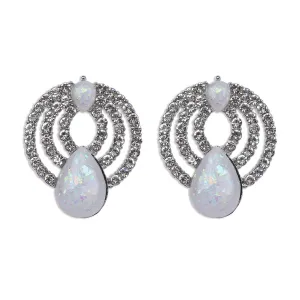 Resin & Cubic Zirconia Silver-Plated Layer Drop Stud Earring