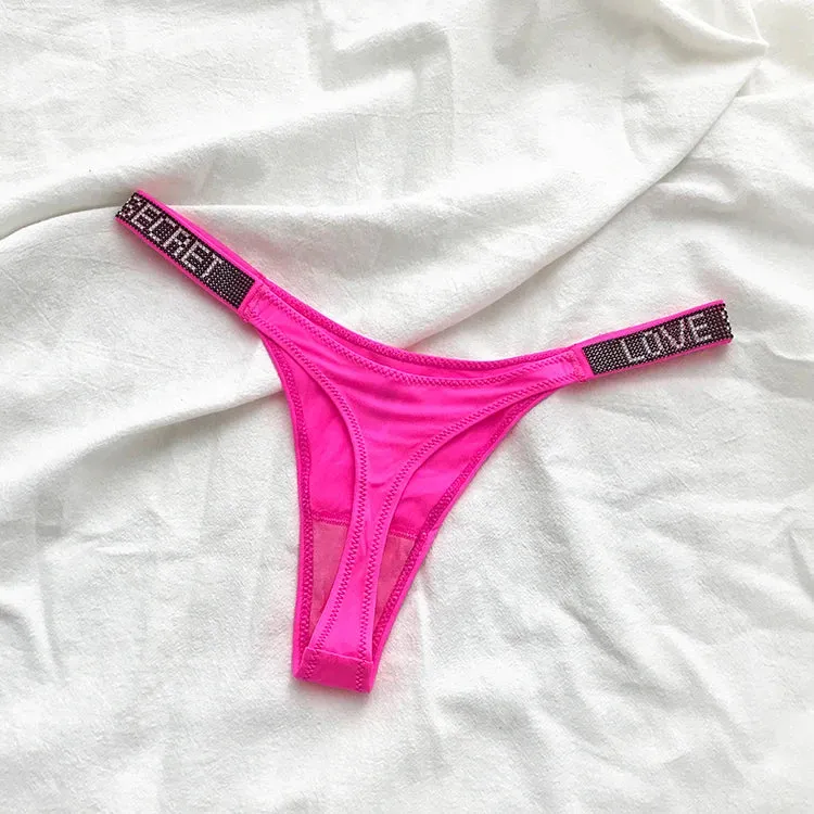 Rhinestone Letter Thong: Sparkle and Comfort for Active Women