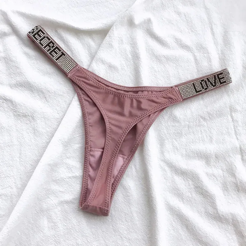 Rhinestone Letter Thong: Sparkle and Comfort for Active Women