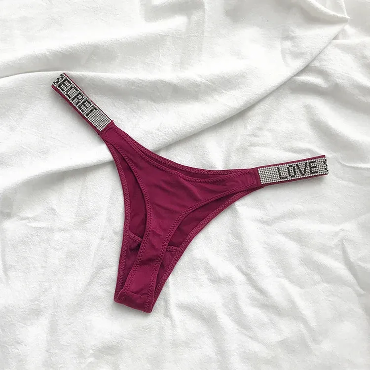 Rhinestone Letter Thong: Sparkle and Comfort for Active Women