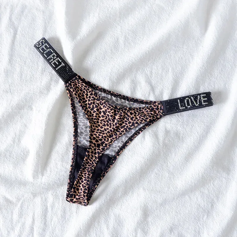 Rhinestone Letter Thong: Sparkle and Comfort for Active Women