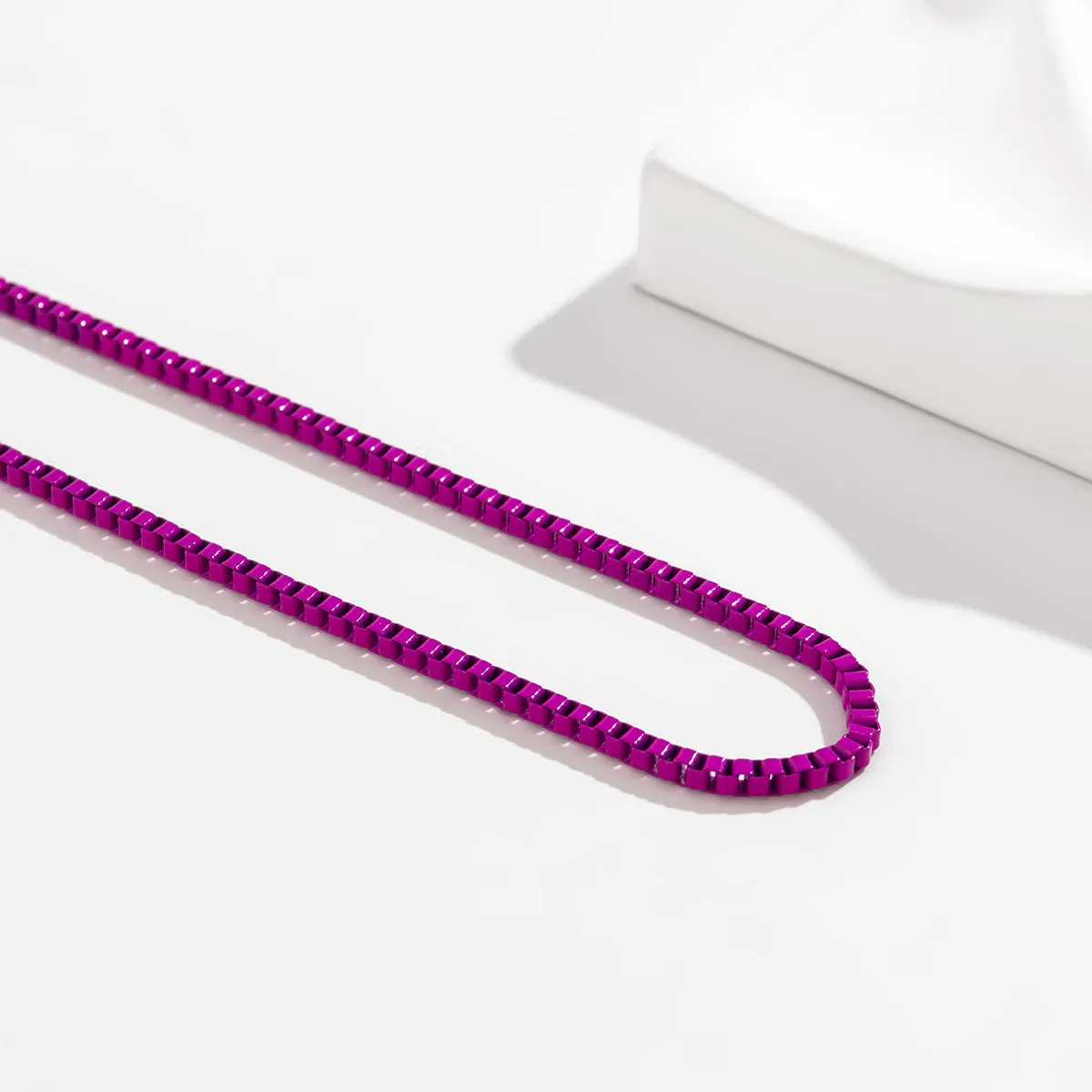 Rose Enamel & Silver-Plated Box Chain Necklace