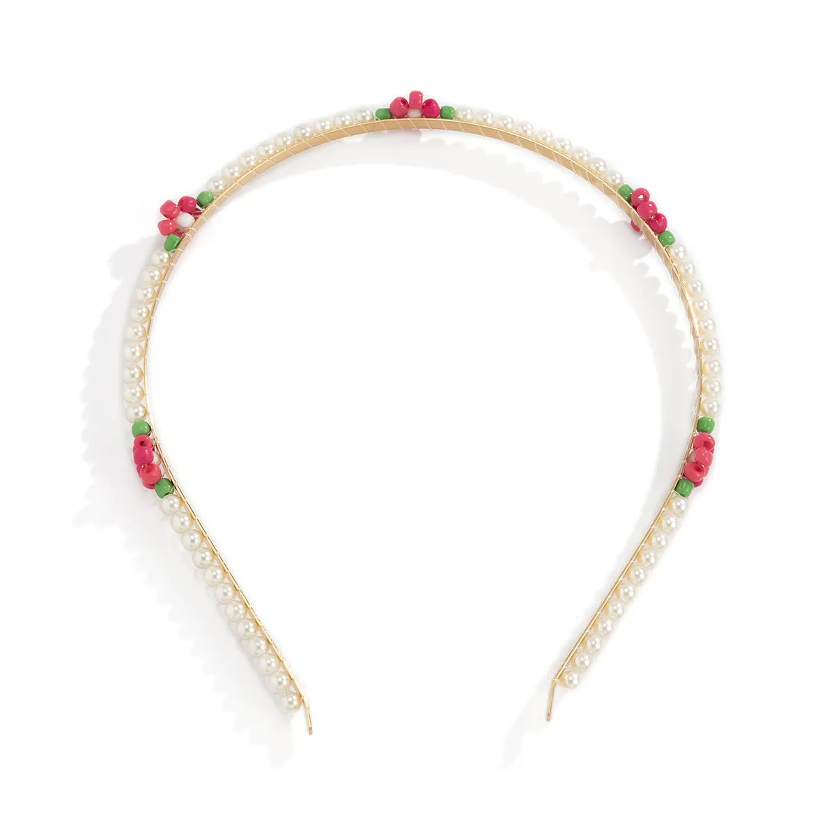 Rose Howlite & Pearl 18K Gold-Plated Floral Station Headband