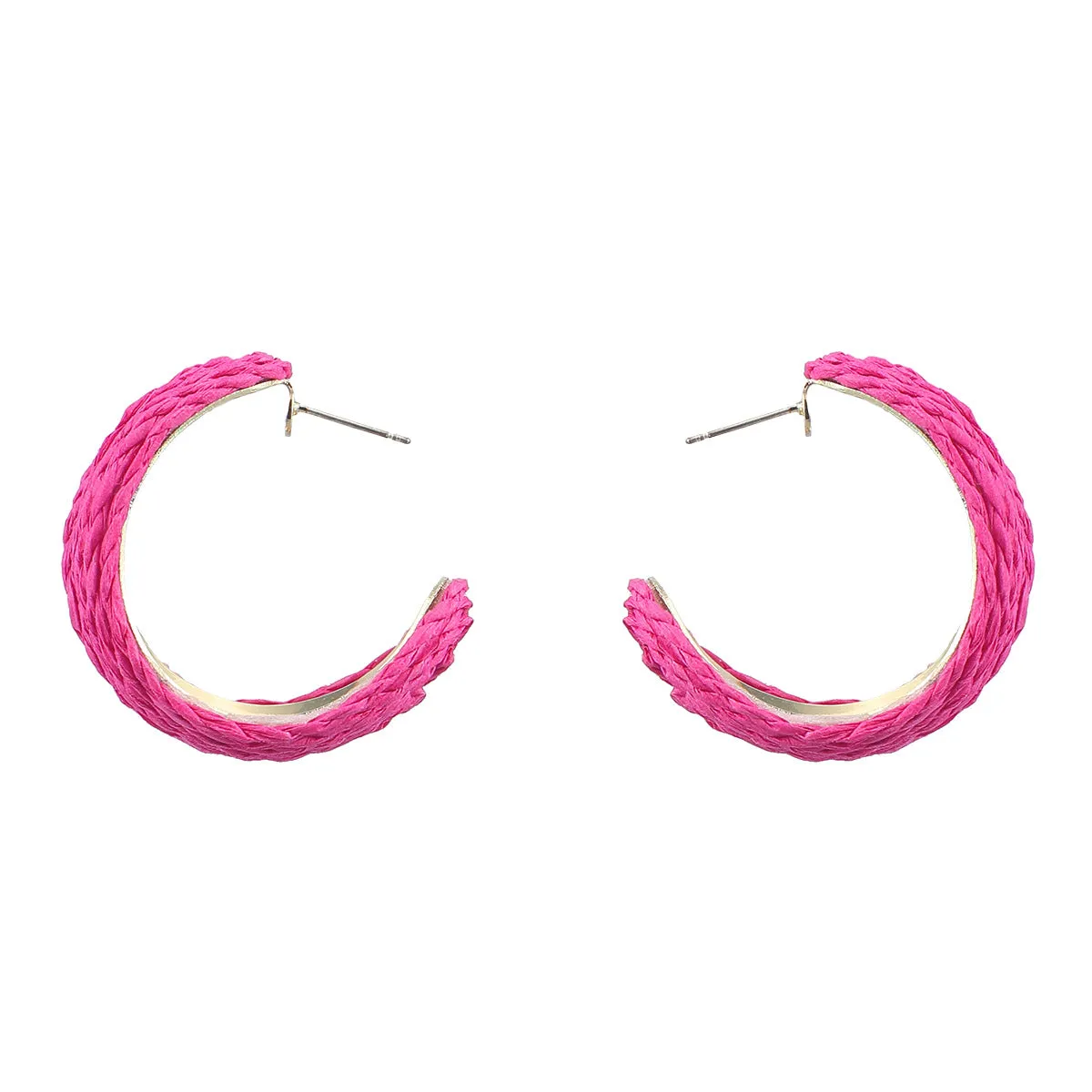 Rose Raffia & 18K Gold-Plated Huggie Earrings