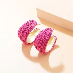 Rose Raffia & 18K Gold-Plated Huggie Earrings