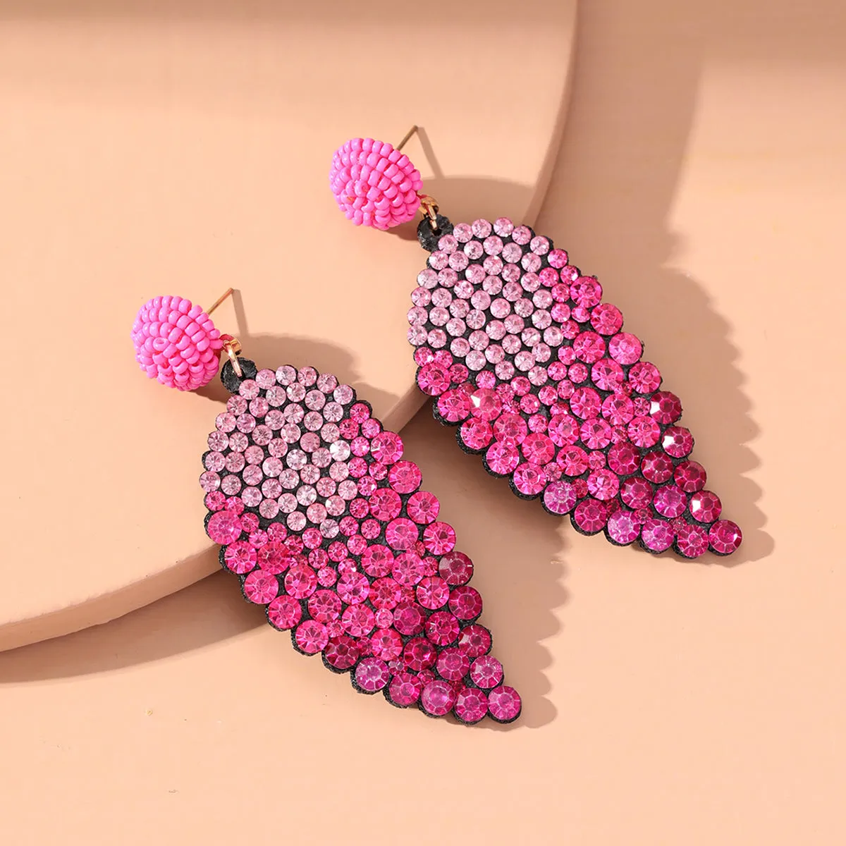 Rose Red Howlite & Cubic Zirconia Leaves Drop Earrings