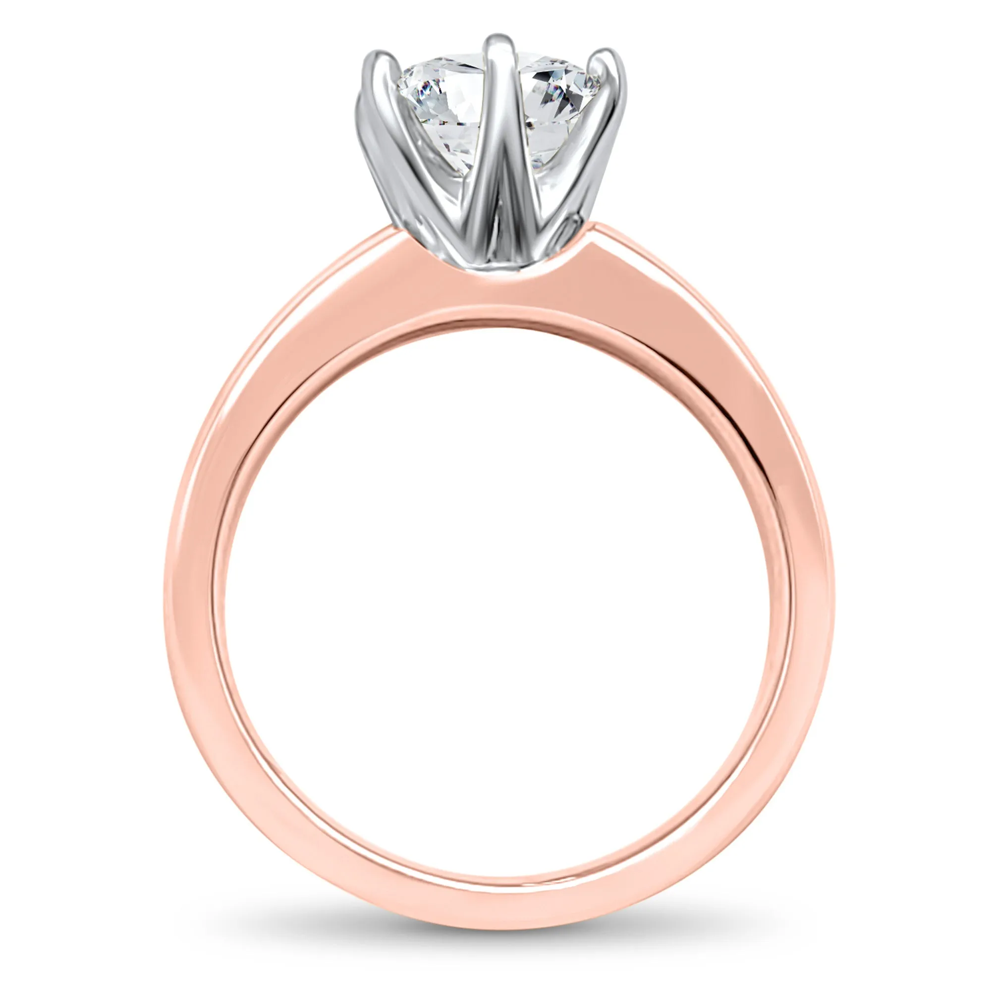 Round IGI Certified Diamond Bridal Set | 14k Rose Gold | 1, 2, or 3 Carat Engagement Ring and Wedding Band