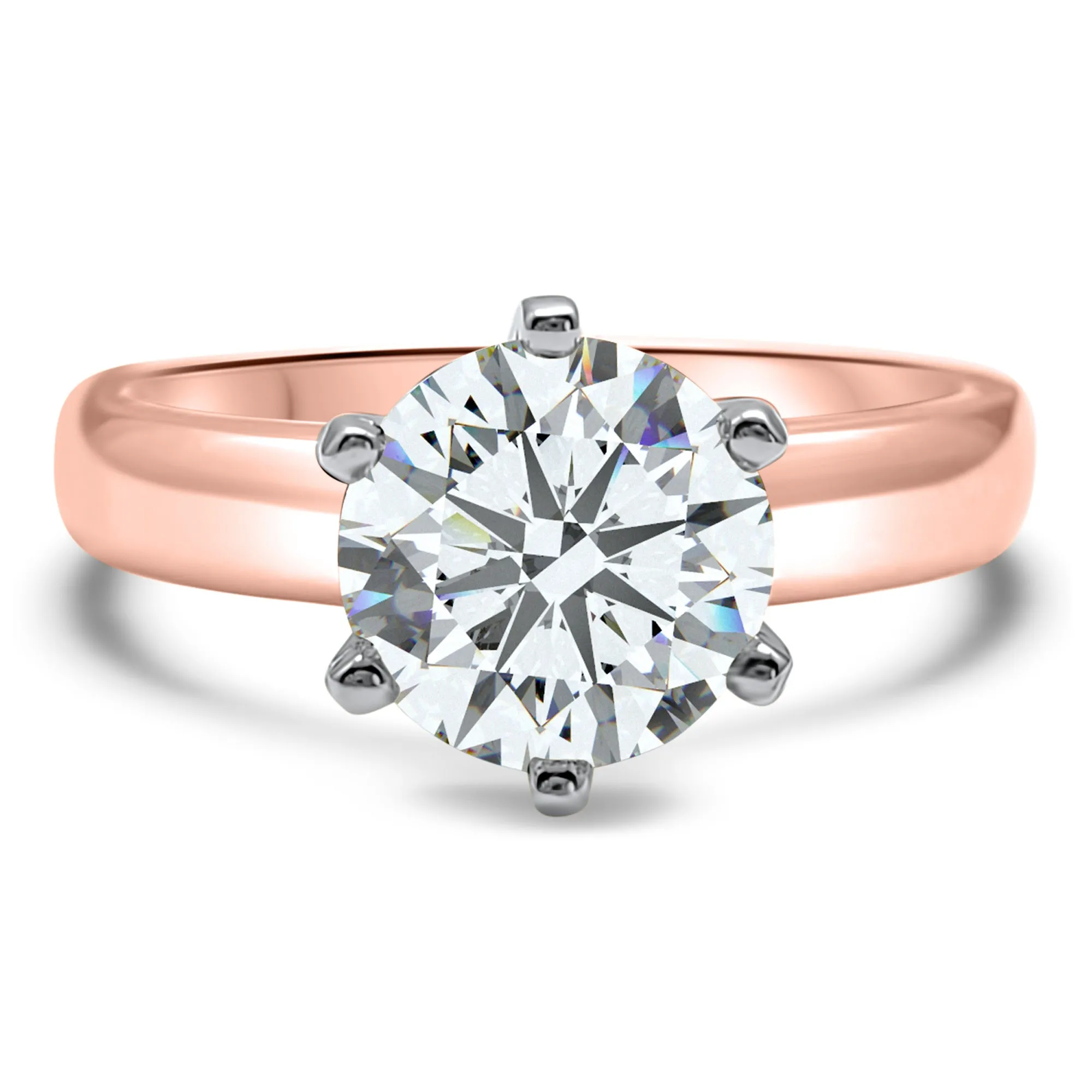 Round IGI Certified Diamond Bridal Set | 14k Rose Gold | 1, 2, or 3 Carat Engagement Ring and Wedding Band