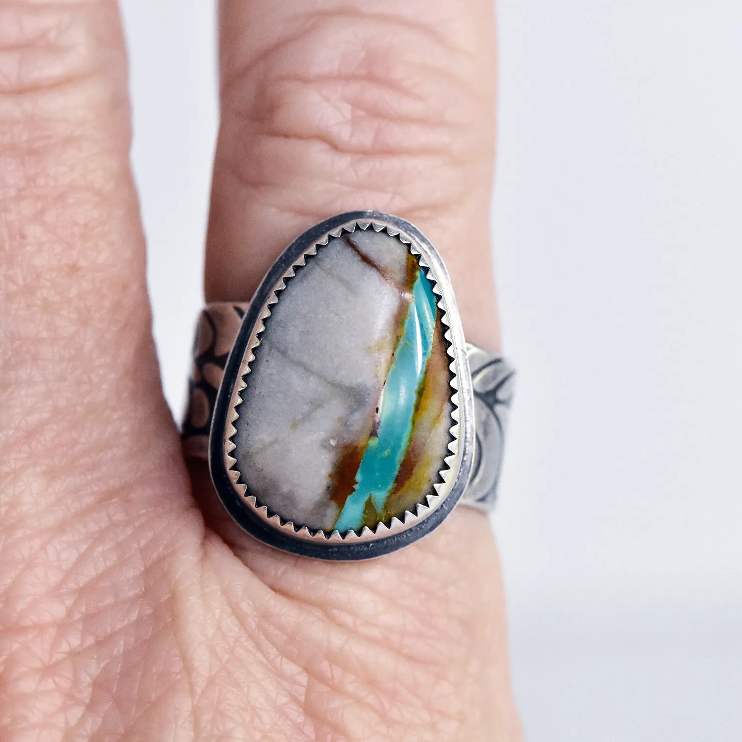 Royston Ribbon Turquoise and Sterling Silver Ring - U.S. Size 10