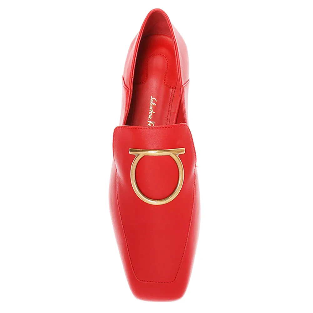 Salvatore Ferragamo Women's 'Lana' Gancini Loafer Dress Shoes Red