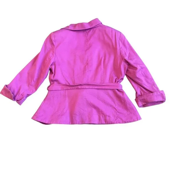 Sandro Sportswear Bold Purple Blazer Button-Down Textured Cotton Size Large