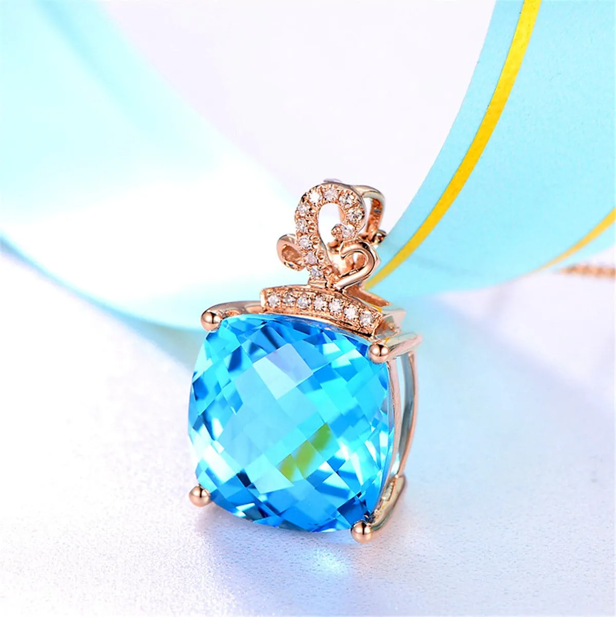 Seablue Crystal & Cubic ZirconiaPendant Necklace