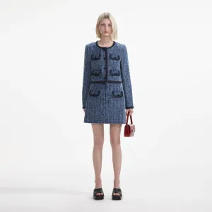 SELF-PORTRAIT Textured Denim Mini Skirt