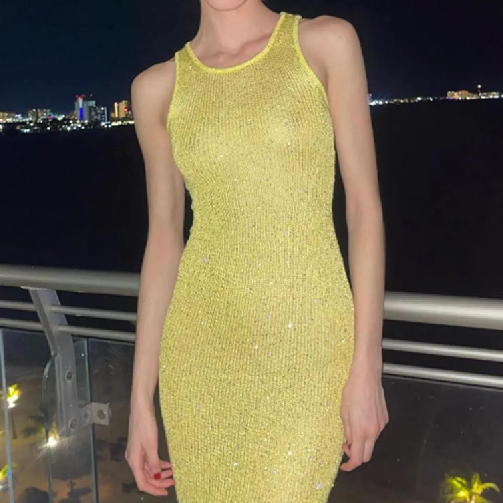 Sequin Aura™ | Sleeveless Sequin Knitted Dress | Sparkly Knit Fabric, Form-Fitting Design & Stylish Evening Wear