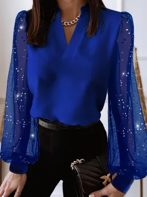 Sequin Aura™ | Women's Formal Blouse | Long Sleeve, Sequin Detail, Lightweight Fabric