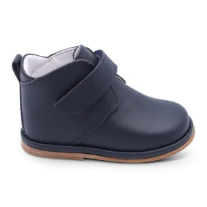 'Sergio' Boys Navy Leather Velcro Boots