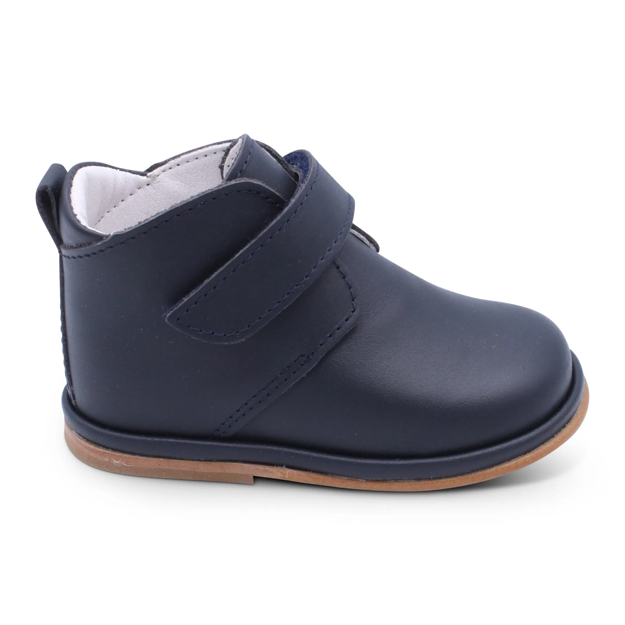 'Sergio' Boys Navy Leather Velcro Boots