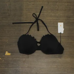 Shade & Shore Women's Lightly Lined Ruffle Bikini Top PID-EELWG Black 36B