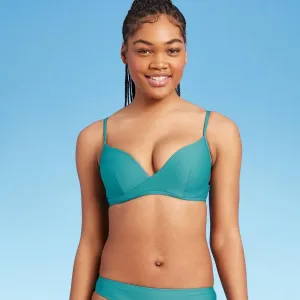 Shade & Shore Women's Lightly Lined Wrap Front Textured Bikini Top AFW03