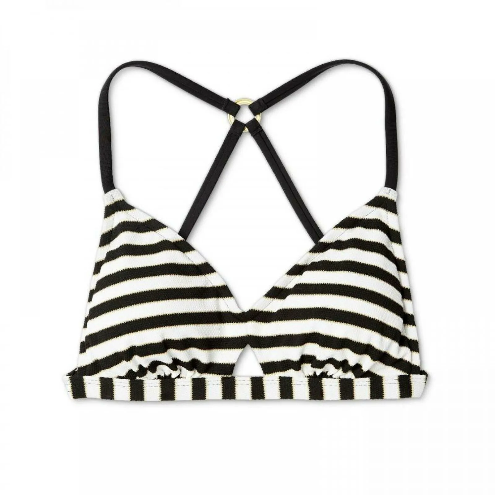 Shade & Shore Women's Textured Peek-a-Boo Crossback Bralette Bikini Top