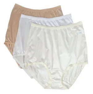 Shadowline Panties Women's Full Brief Silky Nylon Underwear 3-Pack Style 17042