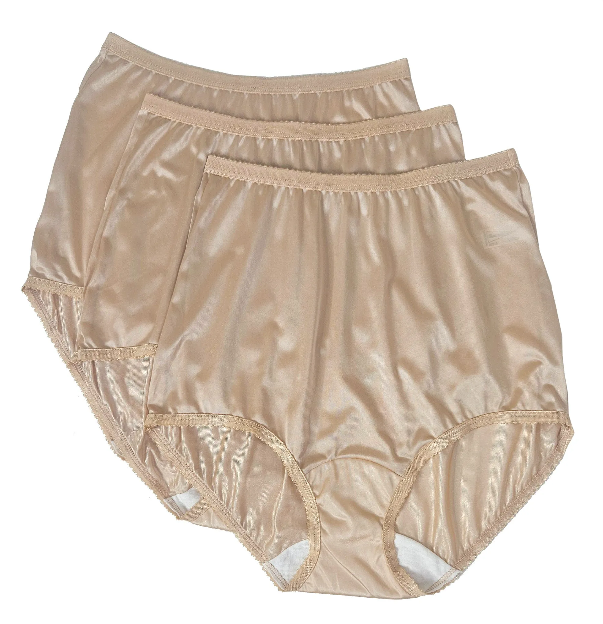 Shadowline Panties Women's Full Brief Silky Nylon Underwear 3-Pack Style 17042