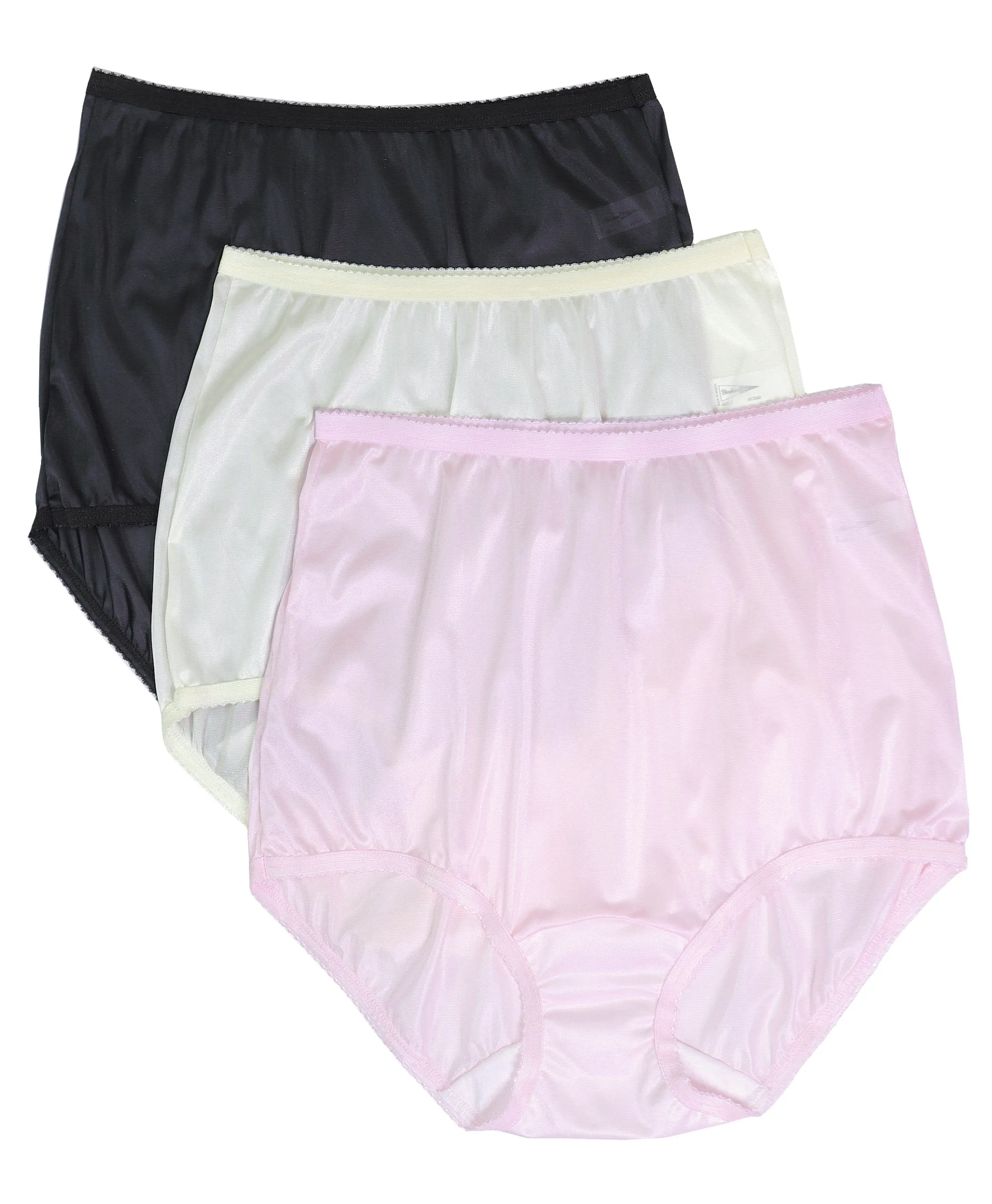 Shadowline Panties Women's Full Brief Silky Nylon Underwear 3-Pack Style 17042