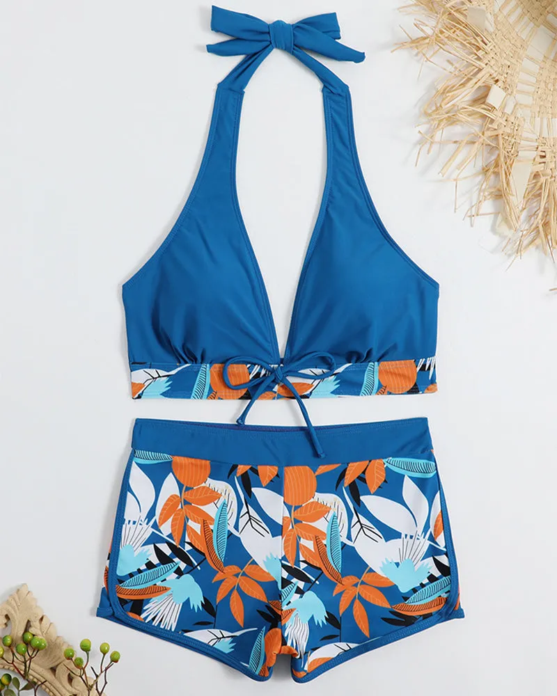 SheCurve? Split High Waist Patchwork Swimsuit